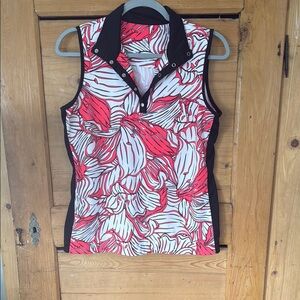 Tail Golf sleeveless collared short snap buttons hot pink and white floral M